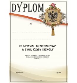 Dyplom za aktywe uczestnictwo z życiu szkoły A901