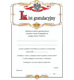 List gratulacyjny A1109