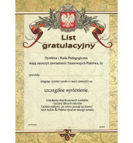 List gratulacyjny A943