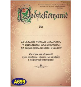 Podziękowanie A699