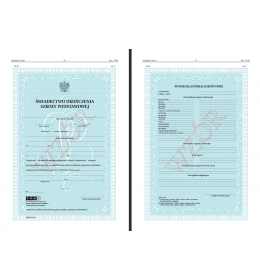 0043OLD Świadectwo ukończenia s.p. przyspos. MEN-I/10/1