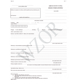 0074 Arkusz ocen dla uczniów szkoły podstawowej MEN -I/33/1