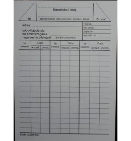 P02 Karta czytelnika (100 szt)