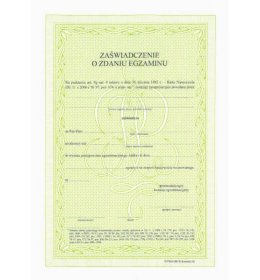 0801 Zaświadczenie o zdaniu egzaminu