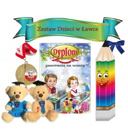 Zestaw pasowanie na ucznia (dzieci w ławkach)