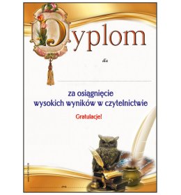 Dyplom za czytelnictwo A765