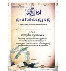 List gratulacyjny A05