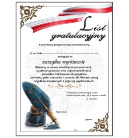 List gratulacyjny A788