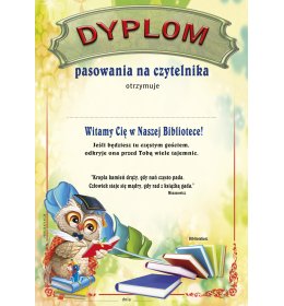 Dyplom pasowania na czytelnika B406