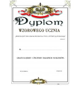 Dyplom wzorowego ucznia A684