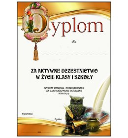 Dyplom za aktywne uczestnictwo w życiu klasy A746OLD