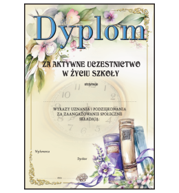 Dyplom za aktywne uczestnictwo w życiu szkoły A746