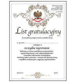 List gratulacyjny A1107