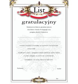 List gratulacyjny A1116