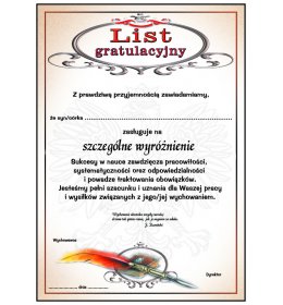 List gratulacyjny A341