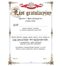 List gratulacyjny A700