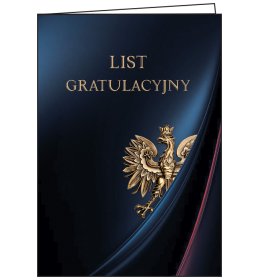List gratulacyjny C162 granatowa oprawa z godłem