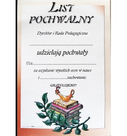 List pochwalny B108OLD