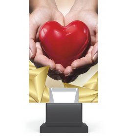 Trofeum szklane serce 19 cm RP45