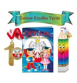 Zestaw pasowanie na ucznia (kredka tęcza)