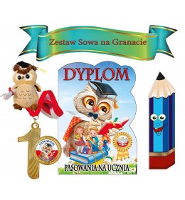 Zestaw pasowanie na ucznia (sowa na grancie)